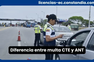 Diferencia entre multa CTE y ANT en controles de tránsito y sanciones en Ecuador